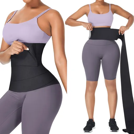 slick Waist Trainer for Women Lower Belly Fat - Bandage Wrap Sauna Belt Compression Tummy Control Belt Plus Size