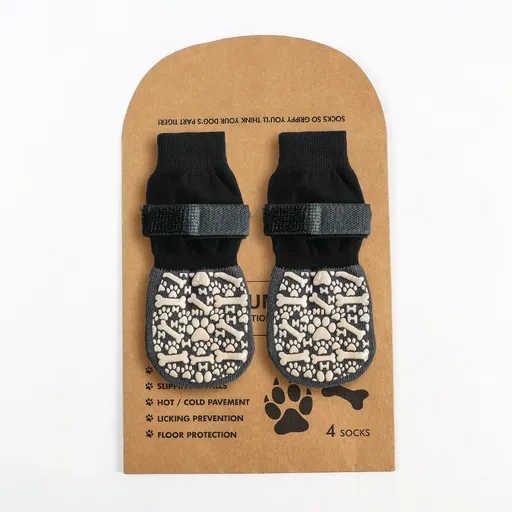 Dog Shoes Non Slip Indoor Outdoor Cotton White bone pattern [premium storage bag] M medium size 6.5*16cm [recommended within 10-15kg inches] [pack of four]