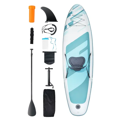Inflatable Stand Up Paddle Board, 152 mm SUP Paddleboard with Removable Kayak Seat, Board Accessories, Pump, Paddle, Fin, Backpack, Ankle Leash, and Repair Kit, for Youth & Adults
