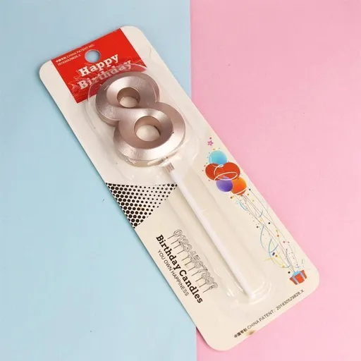 Classic Number Candles Individually Packed With Stand Birthday Make Up Ur Number Rose Gold - Number 8