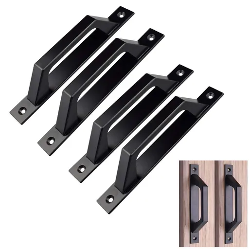4 pcs Carbon Steel Sliding Barn Door Handle Wood Gate Door Pull Handle 19.6cm Perfect for sliding wood doors, closet, cabinets