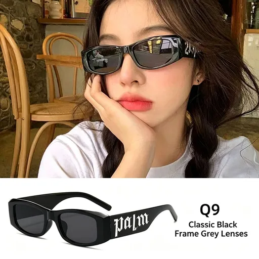 Q9 Black Frame Gray Lens | UV400 Retro Sunglasses | Christmas Vintage Round Gift | Circular Frame Artistic Casual Sun Glasses