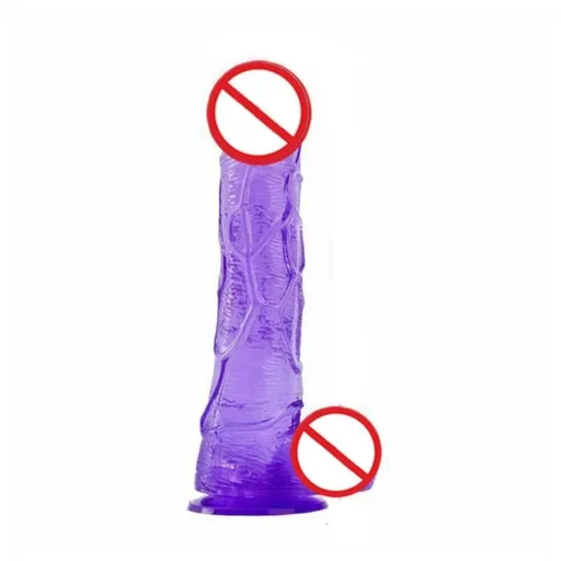 House Of Dasein Realistic Jelly Dildo Deep Throat Training Cock And Balls Dong - Purple - 23Cm