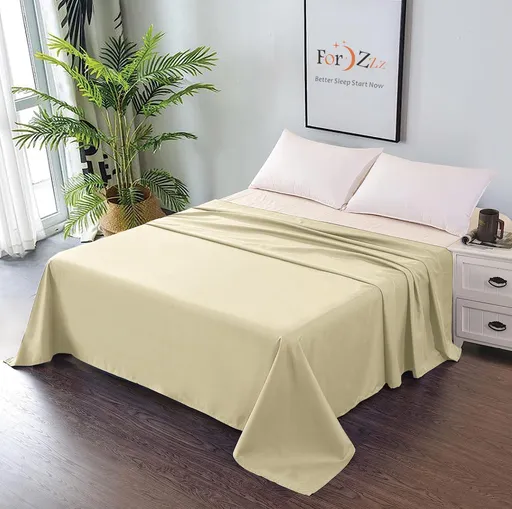 Elegant Comfort Premium Hotel Quality 1-Piece King Flat Sheet, Luxury and Softest 2000 Thread Count Bedding Flat Sheet(King,Cream White)