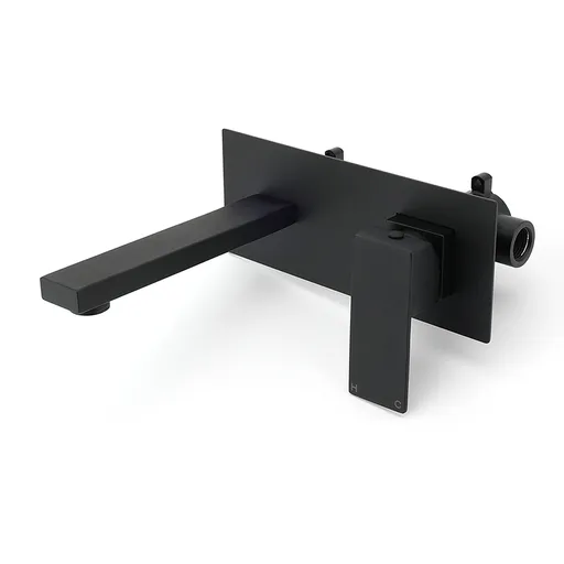 Matt Black Basin Mixer Bathroom Tub Faucet Wall Mount Tap Hot Cold Water Spout