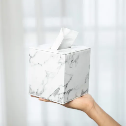 Tissue Box Cover,Tissue Box Square,Marble Stripes Tissue Box Cover,Tissue Box Holder for Bathroom Accessories,PU Leather Tissue Holder,Marble Stripes