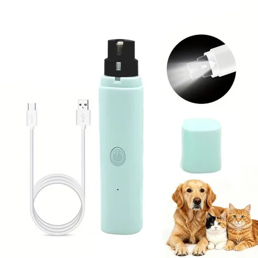Rechargeable Electric Pet Nail Grinder with LED Light, Universal Grinder for Cats and Dogs - Green