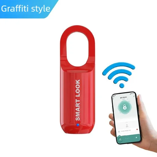 Smart Fingerprint Padlock Portable Luggage Lock Type C Rechargeable Anti Theft Travel Bag Lock-red