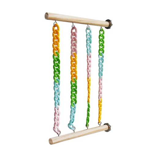 2 climbing toys, natural wood hanging toys with sturdy colored chains, sugar glider cage accessories, non swinging mouse reinforcement toys for small animals and parrots
