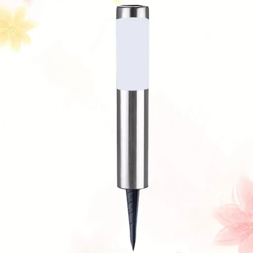 Solar Powered Stainless Steel Landscape Stick Lamp LEDs Outdoor Lawn Light for Garden Pathway and Courtyard Decoration Easy Installation Hour - Silver - Size 1 Pack