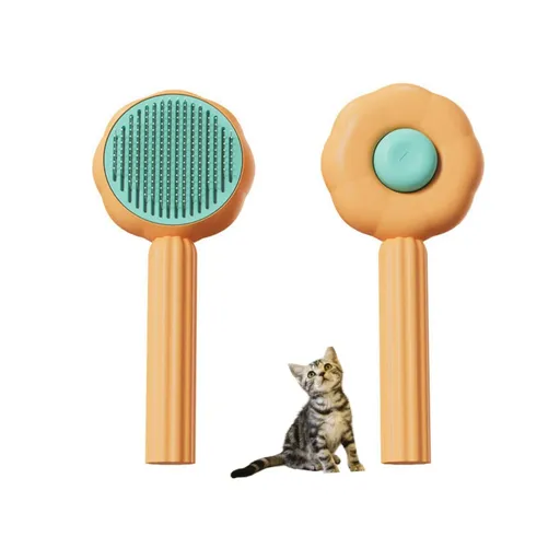 self cleaning cat brushcat combPet comb Cat comb pet brush Pet Self-cleaning needle comb pet hair remover pet comb (orange)