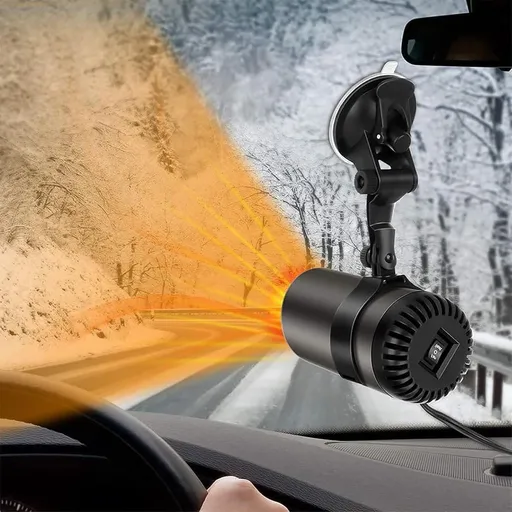 2 In 1 Portable Car Heater and Fan，12V 150W, portable, fast heating, defrosting and defogging, with suction cup bracket, suitable for all car models.