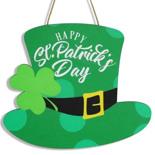 St Patrick Day Wreath Decor Shamrock Decorated Green Hat Wreaths for Saint Patrick Day Decoration for door, window