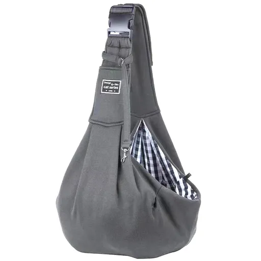 Dark Grey Lightweight Breathable Pet Crossbody Bag with Adjustable Padded Strap & Reversible Double-Sided Design
