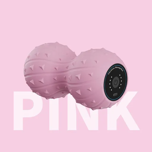 vibration massage ball, peanut massage ball, deep tissue massage, muscle relaxation, fascia release, fitness recovery, post-workout relief, yoga accessory, portable massager, Australian fitness - Pink - Size L