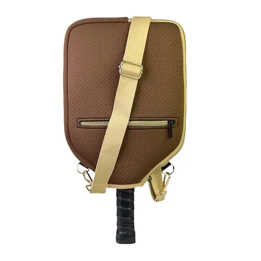 Pickleball Bag Neoprene Crossbody Sling Bag with Adjustable Shoulder Strap Sports Equipment Storage Bag - Brown