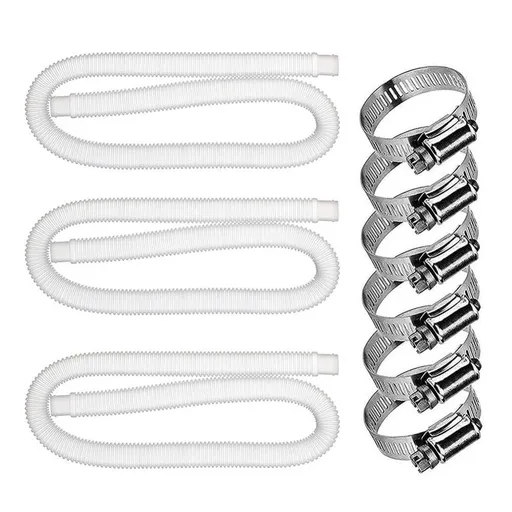 Replacement Hose For Above Ground PoolsSet Of 3, 1.25" Diameter Accessory Pool Pump Replacement Hose 59 Long - Filter Pump Hose For Pump Models #607 #637.Bundled With 6 Metal Clamps