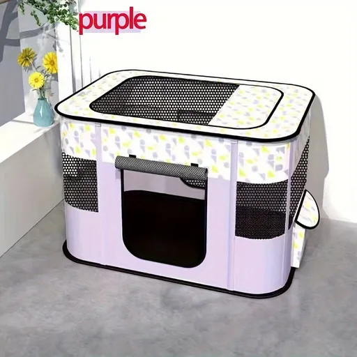 Foldable Pet Playpen for Cats and Small Dogs, Portable Puppy Exercise Cage, Indoor Pet Enclosure with Breathable Mesh, Perfect for Travel, Camping, and Outdoor Use as a Cat Whelping Box or Kitten Play Area (M, Purple)