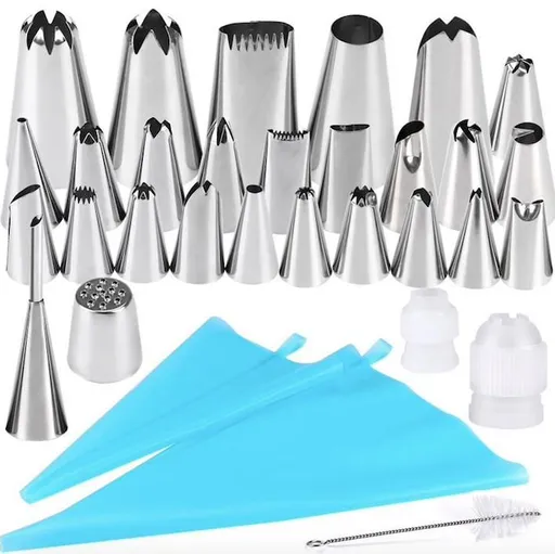 27pcs Liquor Tips, Bag & Connector Cake Decorating Tool Set, Turquoise