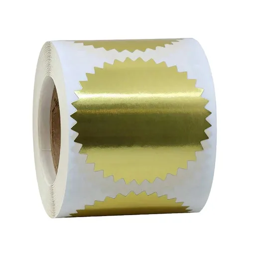 250-Pack Gold Foil Embossing Stickers - 2" Self-Adhesive Notary Seals with Serrated Edges - Metallic Certificate Labels for Awards, Legal Documents & Corporate Seals