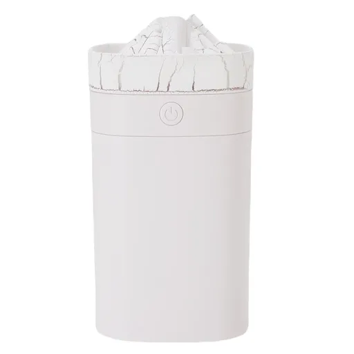 Mini Humidifier Home USB Desktop Essential Oil Diffuser 400ml Aromatherapy Machine with Cracks Colorful Fire Ambient Light White