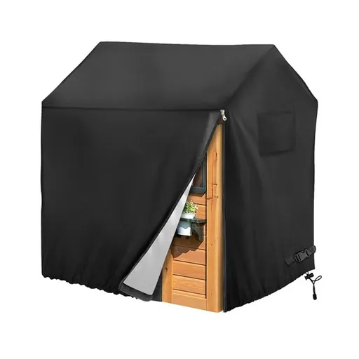 Outdoor Playhouse Cover, Plastic Playhouse Special Waterproof Covers Double Stitched Seam, All-Weather Protector (Black 210D 145*145*160cm)