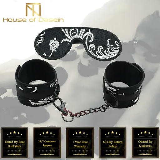 House Of Dasein Soft Blindfold Handcuffs Bdsm Bondage Starter Kit Restraints - Black