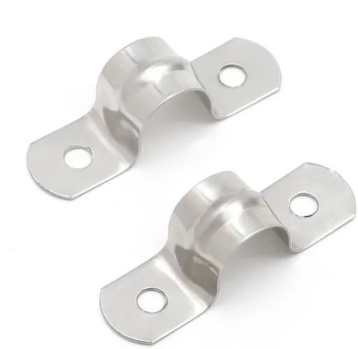100PCS M12 Stainless Steel Rigid Pipe Hole Strap, U Bracket Pipe Strip Cable Clamp Hanger with 2 Holes Fit for 1/2 inch Pipes OD