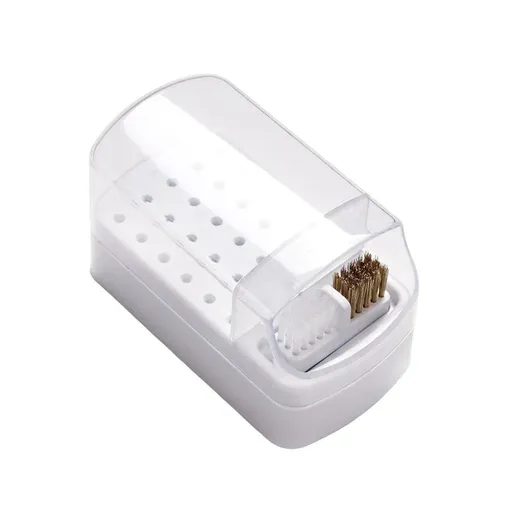 Nail Drill Bit Holder 30 Hole Dustproof Organizer Display Storage Box Nail Tool - White