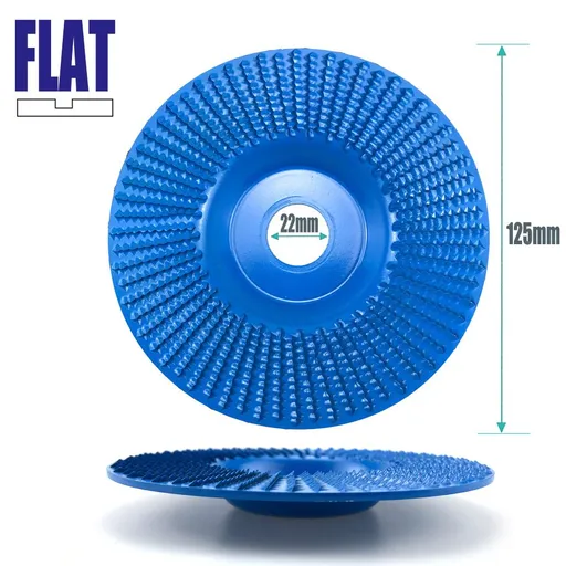 Angle Grinder Wood Carving Disc 125mm Flat Beveled Shaping Wheel for Woodworking DIY Polishing Deburring Root Carving Tea Tray Furniture Crafting (Flat Grinding Disc, Blue)