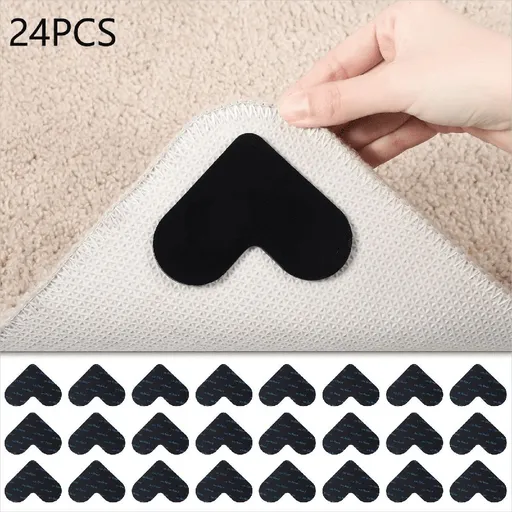 24 Pcs Non Slip Rug Grippers Heart Shape, Carpet Corner Slide Gripper, Rug Pads Gripper for Hardwood Floor, Double Sided Non-Slip Rug Pads
