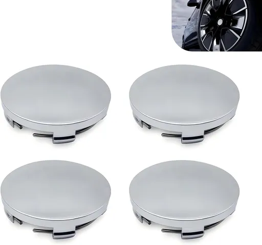 4 PCS Car Wheel Center Covers, 2.3" OD 2.2" ID Anti-rust Scratch-resistant Wheel Hub Protector, Tight Fit Snap-in Rim Caps Accessory, Universal Exterior Modification for Cars (Silver)