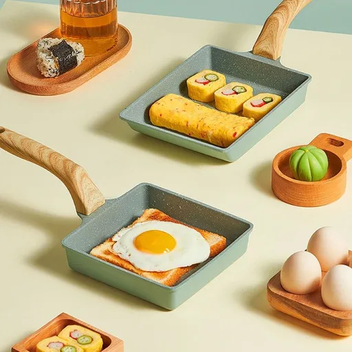 Rectangle Omelette Pan Nonstick Green Aluminum Perfect for Eggs and More