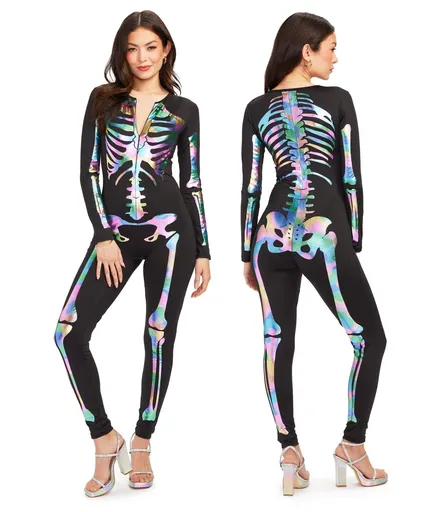 Iridescent Skeleton Bodysuit for Halloween Costume, Parties & Themed Events, XXXL (Iridescent Black)