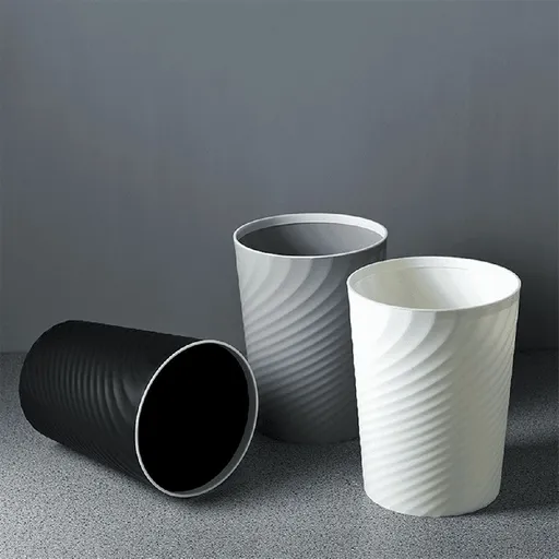 Small Trash Can, 3Pcs Bathroom Trash Can, Slim Round Waste Basket, for Kitchen, Dorm, Bedroom, Office, Living Room-Black