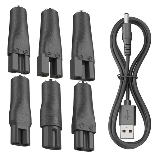 7 PCS Power Cord 5V Replacement Charger USB adapter Set Compatible with a Various Types of Electric Hair Clippers,Beard trimmers