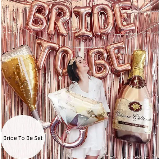 Bachelorette Party Decorations, Bridal Shower Decorations Supplies Bride to Be Balloons Rose Gold Bridal Foil Curtain Backdrop