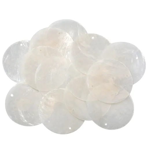 Shells Round Natural Shells 2 Inch Sea Oyster Shells for Crafting with 2 Holes for Wind Chimes DIY Craft Hanging(100 Pcs)