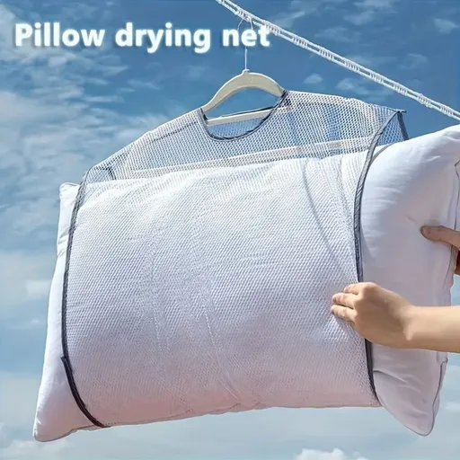 2Pcs Multi-Purpose Laundry Drying Net, Breathable Mesh Hanging Organizer for Pillow,Breathable Fabric Laundry Organizer, Space Saving Hanging Storage Pouch, Gray Edge