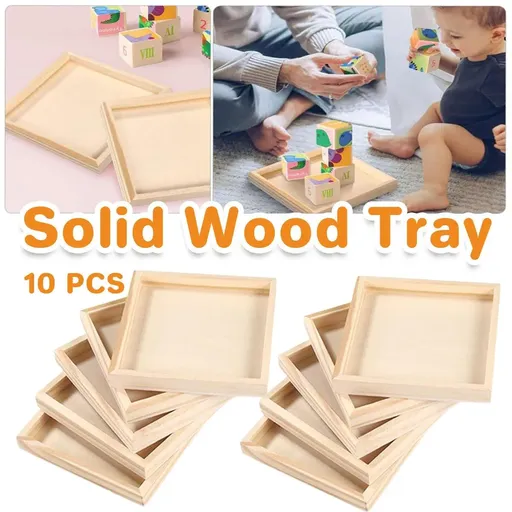 10PCS Wooden 3D Puzzle Blocks Educational Toy Matching Game with Solid Wood Tray