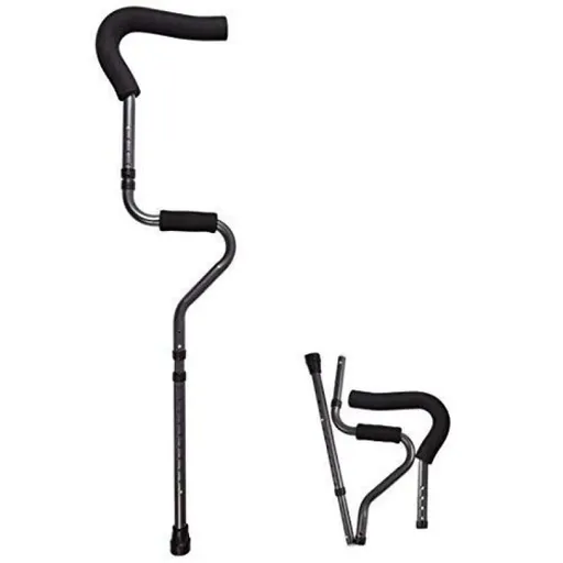 Adjustable Folding Crutch, Metallic Grey - Size 5'2" - 6'2" Durable Ergonomic Fashion Design and Comfort Handles,Pack of 1