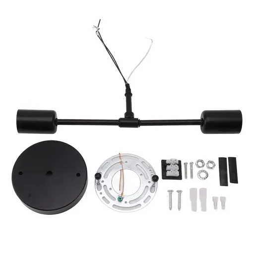 E27 E26 Double Wall Light Base Iron 85‑265V Black Modern Light Holder Base for Living Room Bathroom Dressing Room