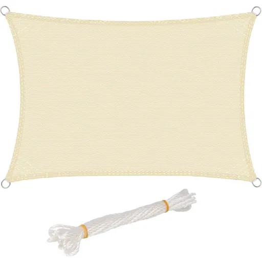 Rectangular Shade Sail Waterproof Anti 93 UV Water Resistant Wind Protection Polyester with UV Protection for Garden Terrace Camping, Beige, 3x5M