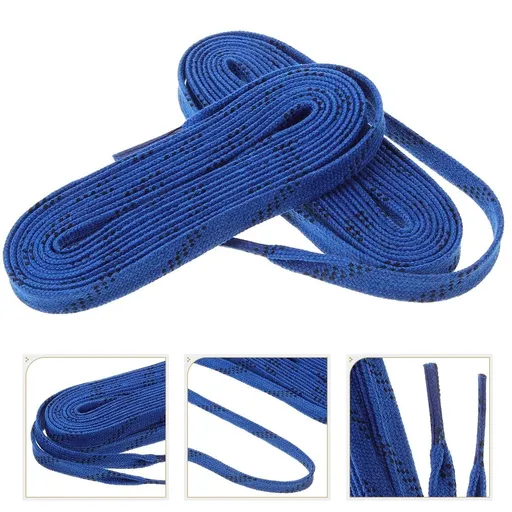 Waxed Hockey Skate Shoelaces Replacement Pair Blue for Sports Shoes
