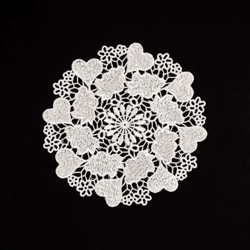 5.5 Inch Geometric Embroidered Lace Coaster (10 Pack) - Elegant Round Dining & Tea Table Mat Doily, Heart Cloud Style