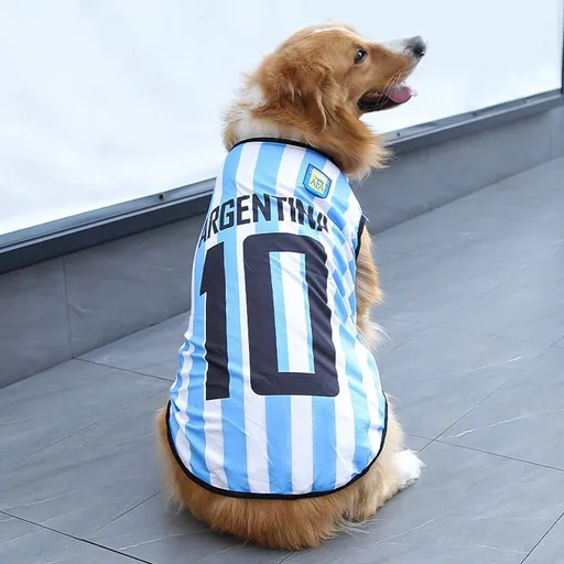 Pet Vest Dog Cat Soccer Jersey Polyester White Blue 10 Argentina 5xl (chest 88cm, approximately 27.5-37.5kg for small pets)