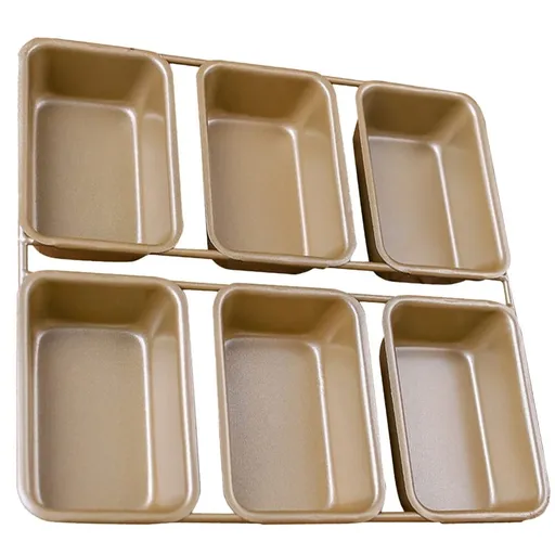 Bread Loaf Pan Non-stick 6 Grid Iron Baking Tray Bakeware Golden Square Mold