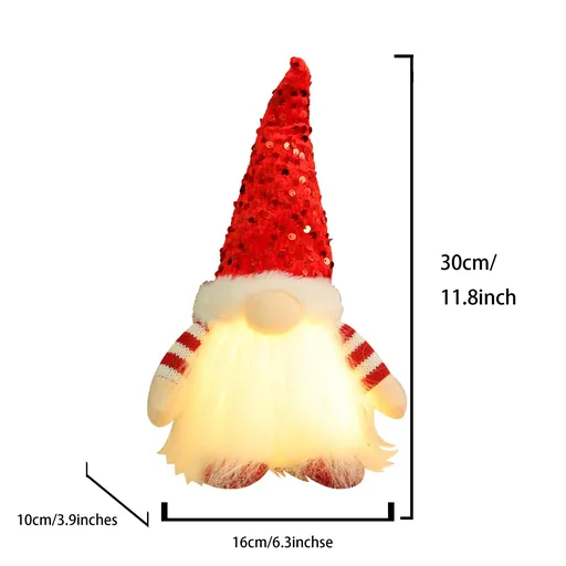 2 Pcs Red Charming Light-Up Christmas Gnome - Festive Nordic Plush Holiday Decoration