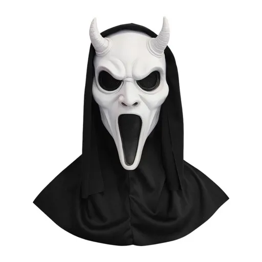 Scream Ghost Face Mask Halloween Cosplay Latex Hood Mask Black