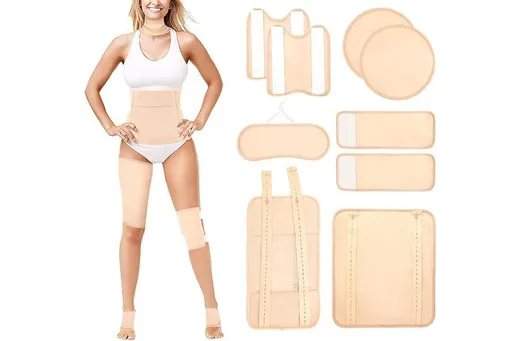 9Pcs Castor Oil Pack Kit Compress Reusable Wrap Belt Inflammation Toxin Remover Set -Nude